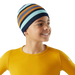 Smartwool Kid's Reversible Art Beanie in Pacific Blue, front view on model