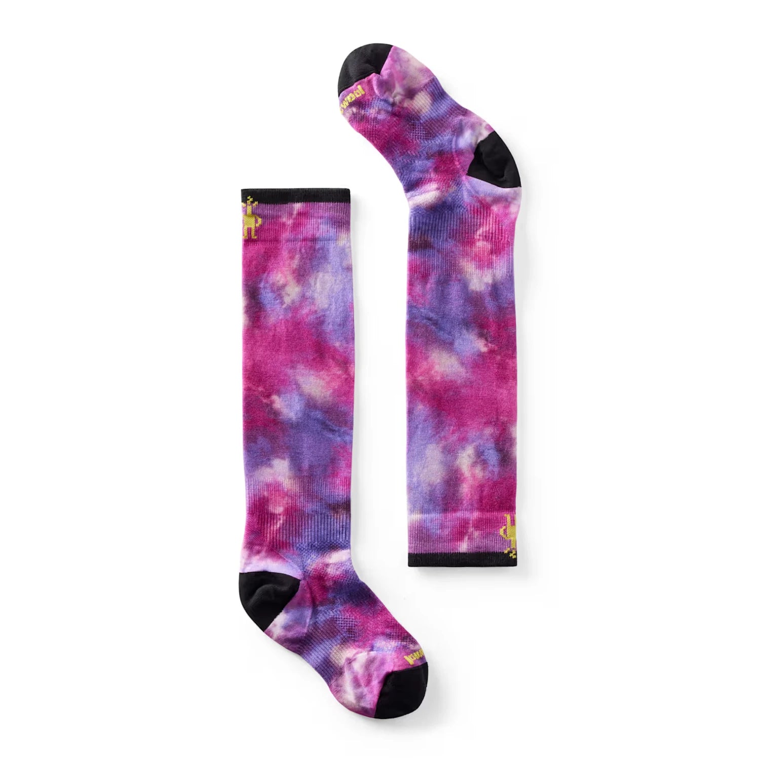 smartwool kids junior ski tie dye print over the calf socks in purple iris front flat pair view