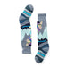 smartwool kids wintersport full cushion mountain moose pattern over the calf socks in pewter blue front flat view