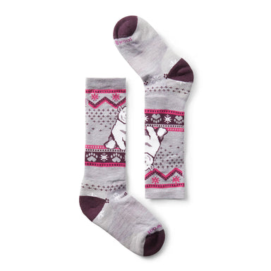 smartwool kids wintersport polar bear pattern over the calf socks in purple eclipse