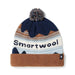 Smartwool Knit Winter Pattern POM Beanie, Deep Navy Heather, front view 