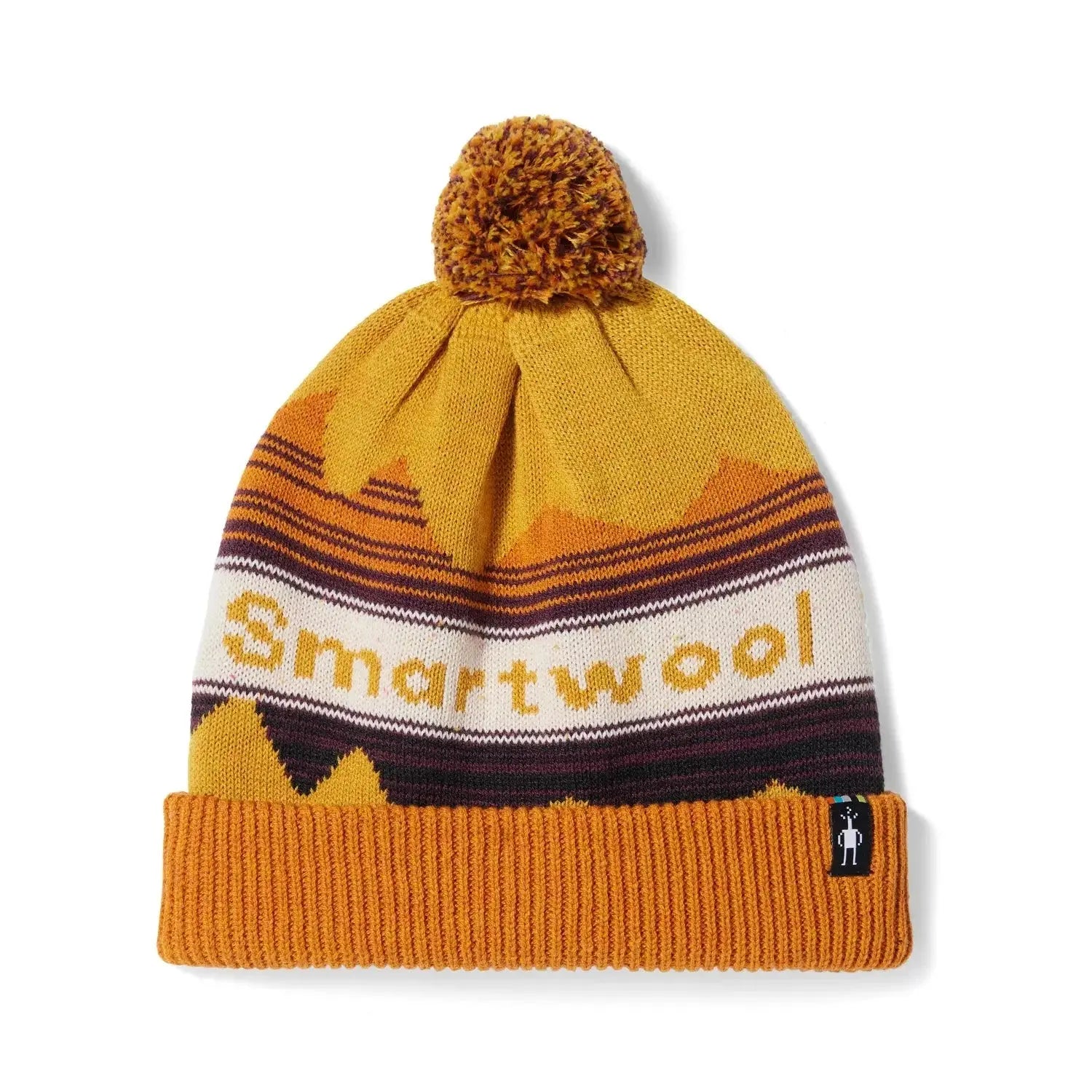 Smartwool Knit Winter Pattern POM Beanie, Honey Gold Heather, front view 