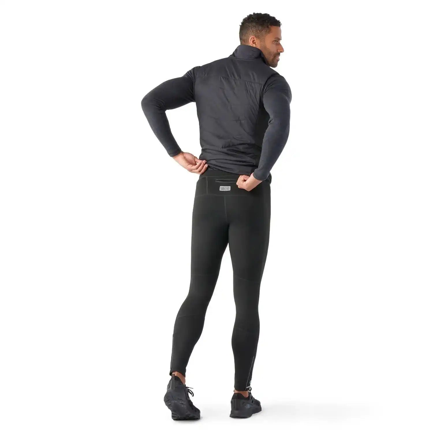 Smartwool M's Active Fleece Wind Tight, Black, back view on model