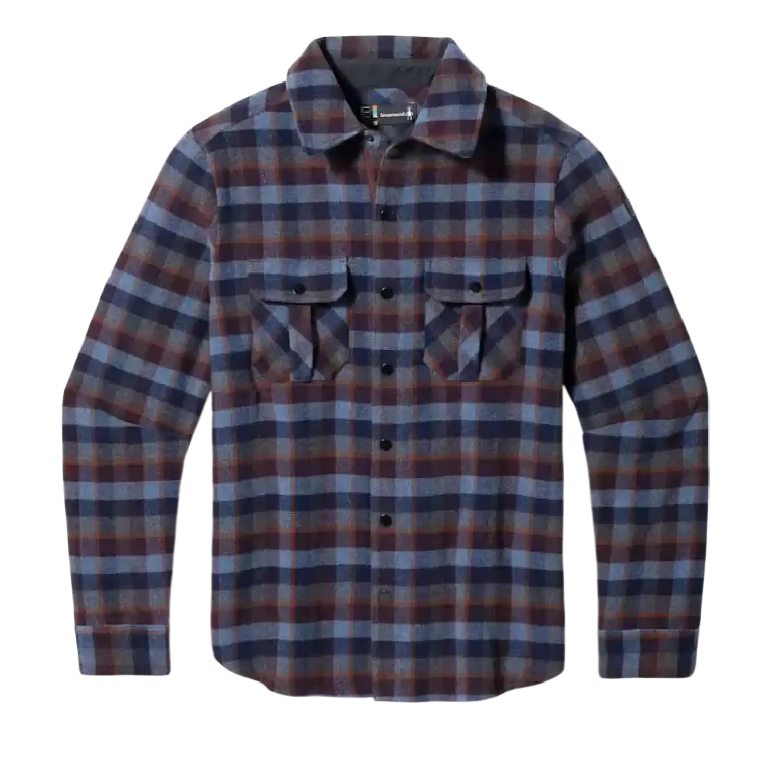 Smartwool Men's Anchor Line Shirt Jacket in Eggplant Plaid, front view flat