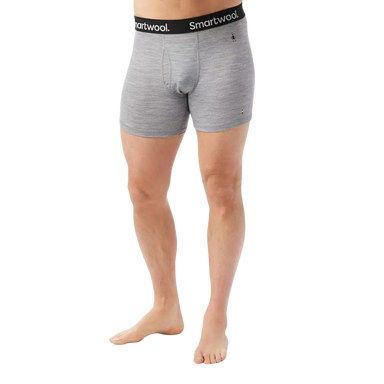 Smartwool Men's Merino Boxer Brief in Light grey Heather, front view on model 