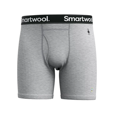 Smartwool Men's Merino Boxer Brief in Light grey Heather, front view flat