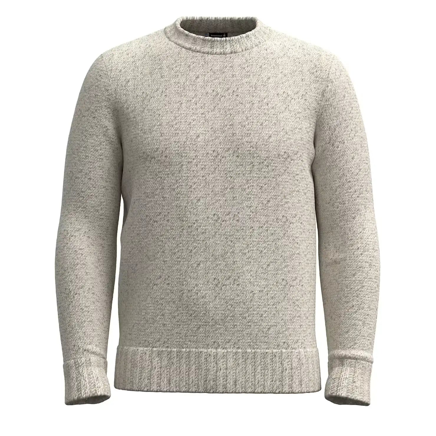 smartwool mens heavy crew sweater in oat heather front flat view