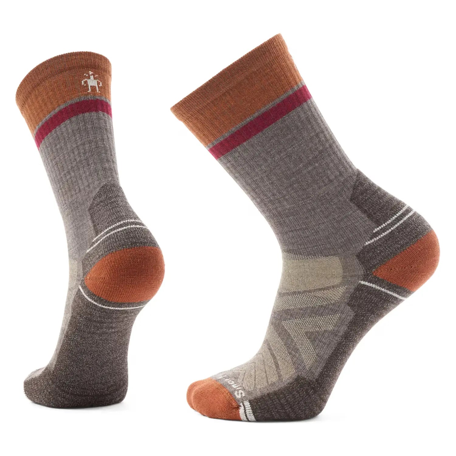 smartwool mens hike light cushion trail crew socks in taupe color 