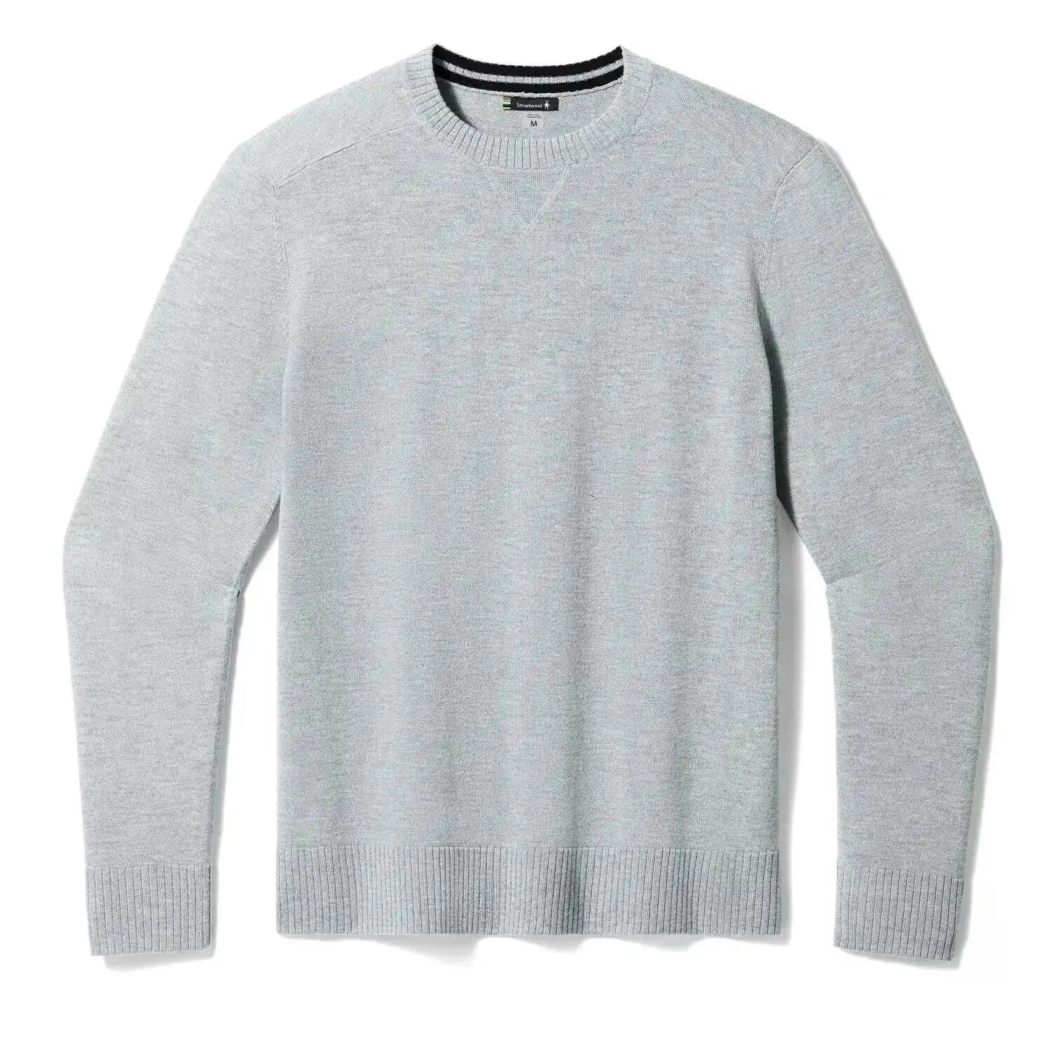 Smartwool Men's Sparwood Crew Sweater shown in the Light Grey Heather color option. Front flat view.