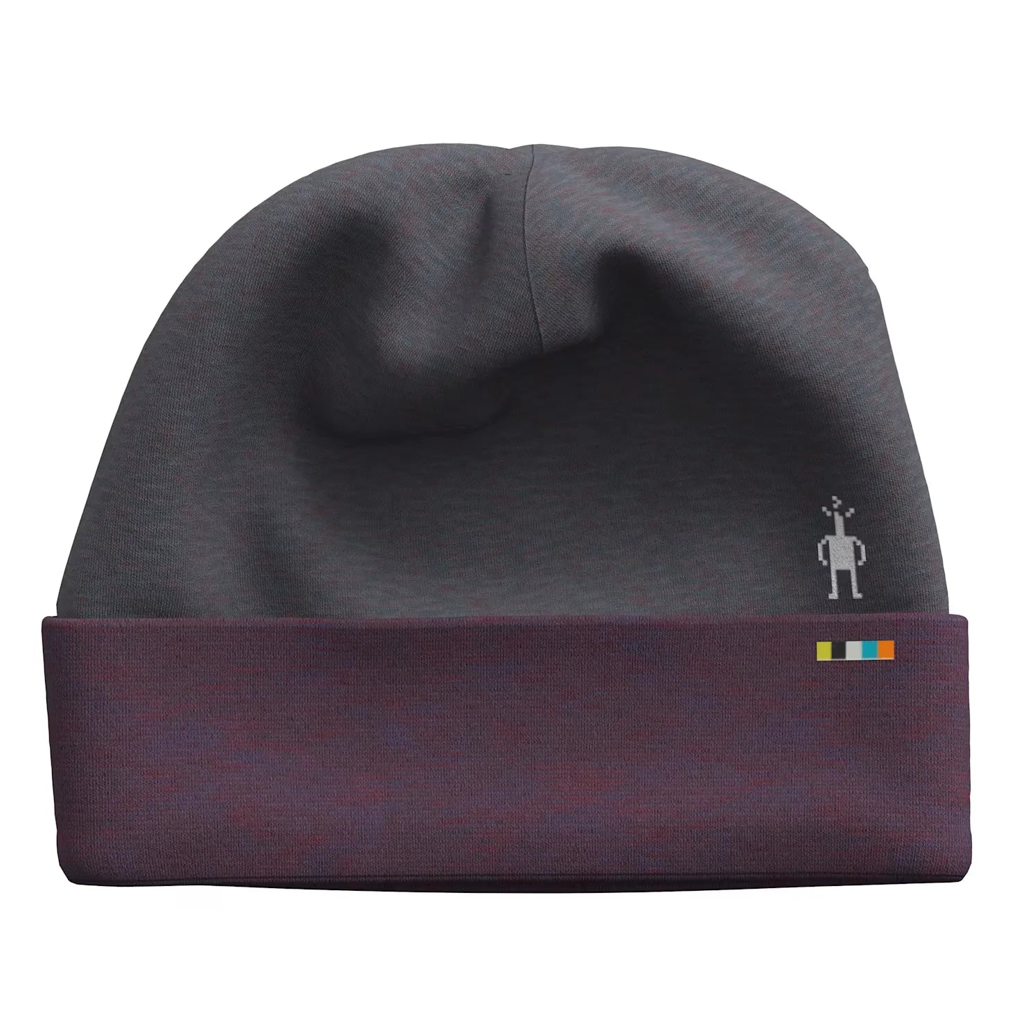 smartwool thermal merino reversible cuffed beanie in chalk violet heather front flat view