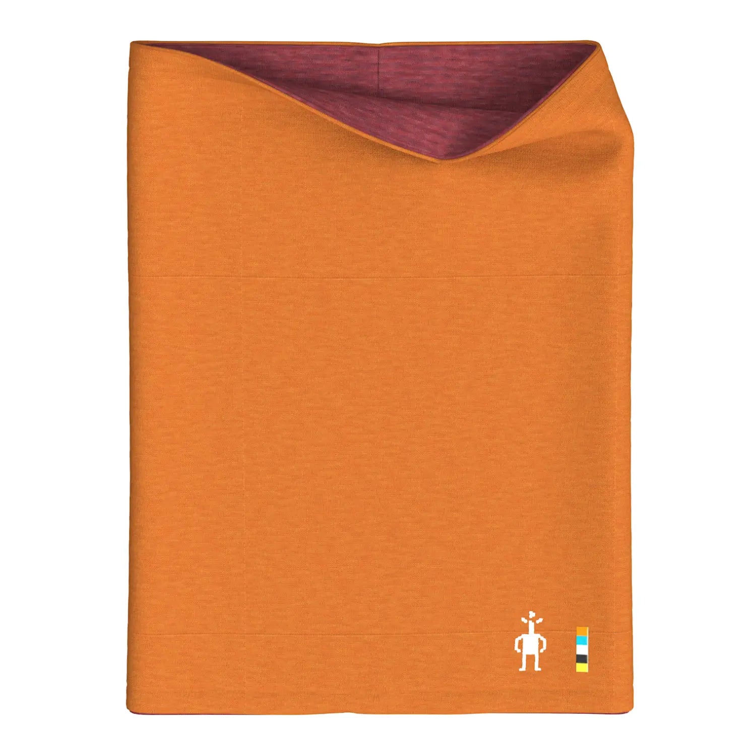 smartwool thermal merino reversible neck gaiter in marmalade - currant front flat view