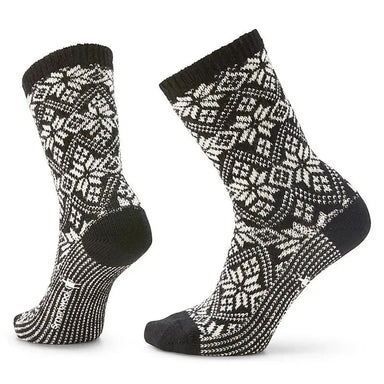 Smartwool Women's Everyday Traditional Snowflake Full Cushion Crew Socks Black Front and Back View