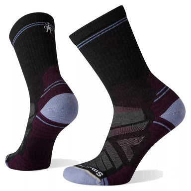 Smartwool Women's Hike Light Cushion Crew Socks shown in the Charcoal color option. Side and bottom view.