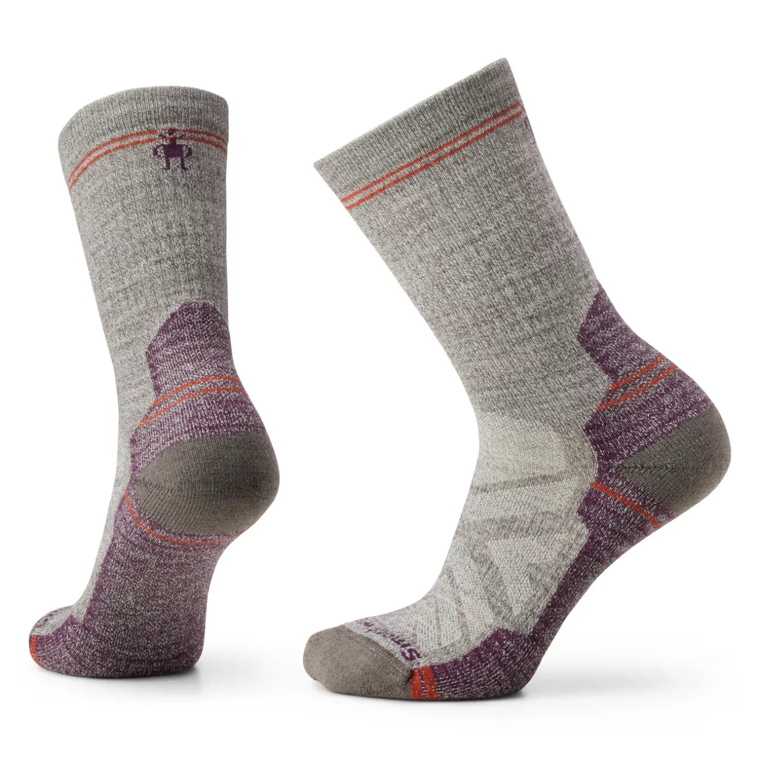 Smartwool Women's Hike Light Cushion Crew Socks shown in the Taupe color option. Side and bottom view.