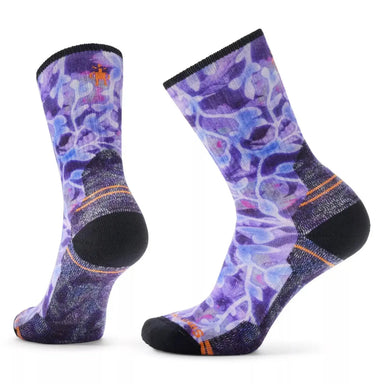 Smartwool Women's Hike Floral Print Crew Socks shown in the Purple Iris color option.