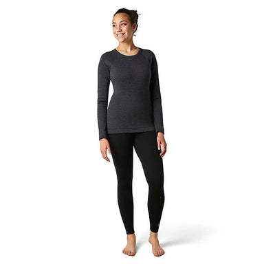 Smartwool Women's Classic Thermal Merino Base Layer Crew Charcoal Heather Model Front View