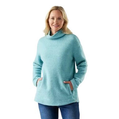 Smartwool Women's Second Cut™ Fleece Pullover in Pacific Blue, front view on model 