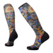 Smartwool W's Ski Targeted Cushion Royal Floral Print Over The Calf Socks, Black, back and side view 