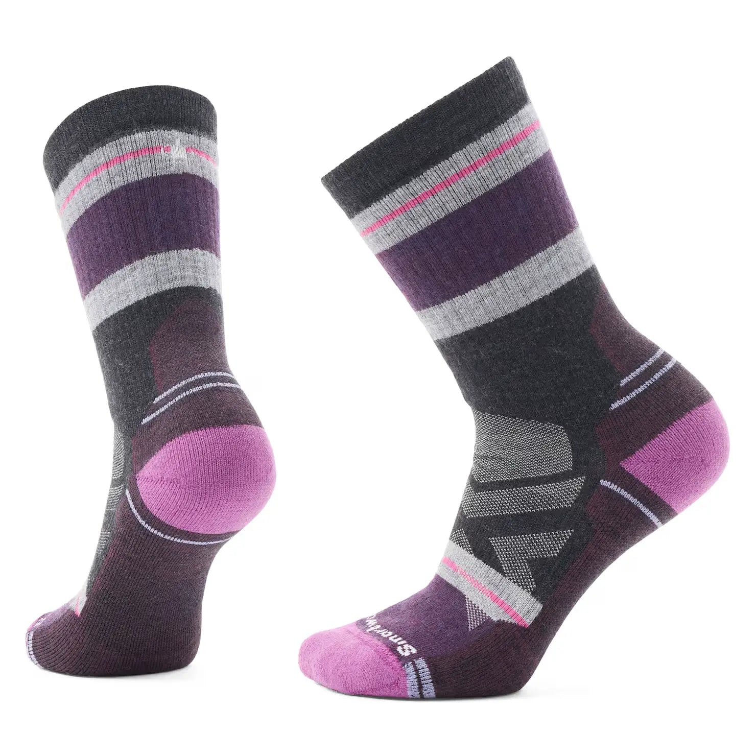 smartwool womens hike saturnsphere crew socks in charcoal front flat view