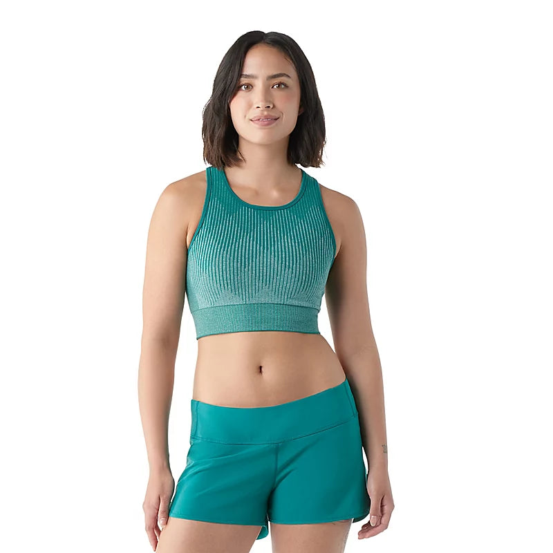 Smartwool Women's Intraknit™ Crop Bra Emerald Heather Model Front