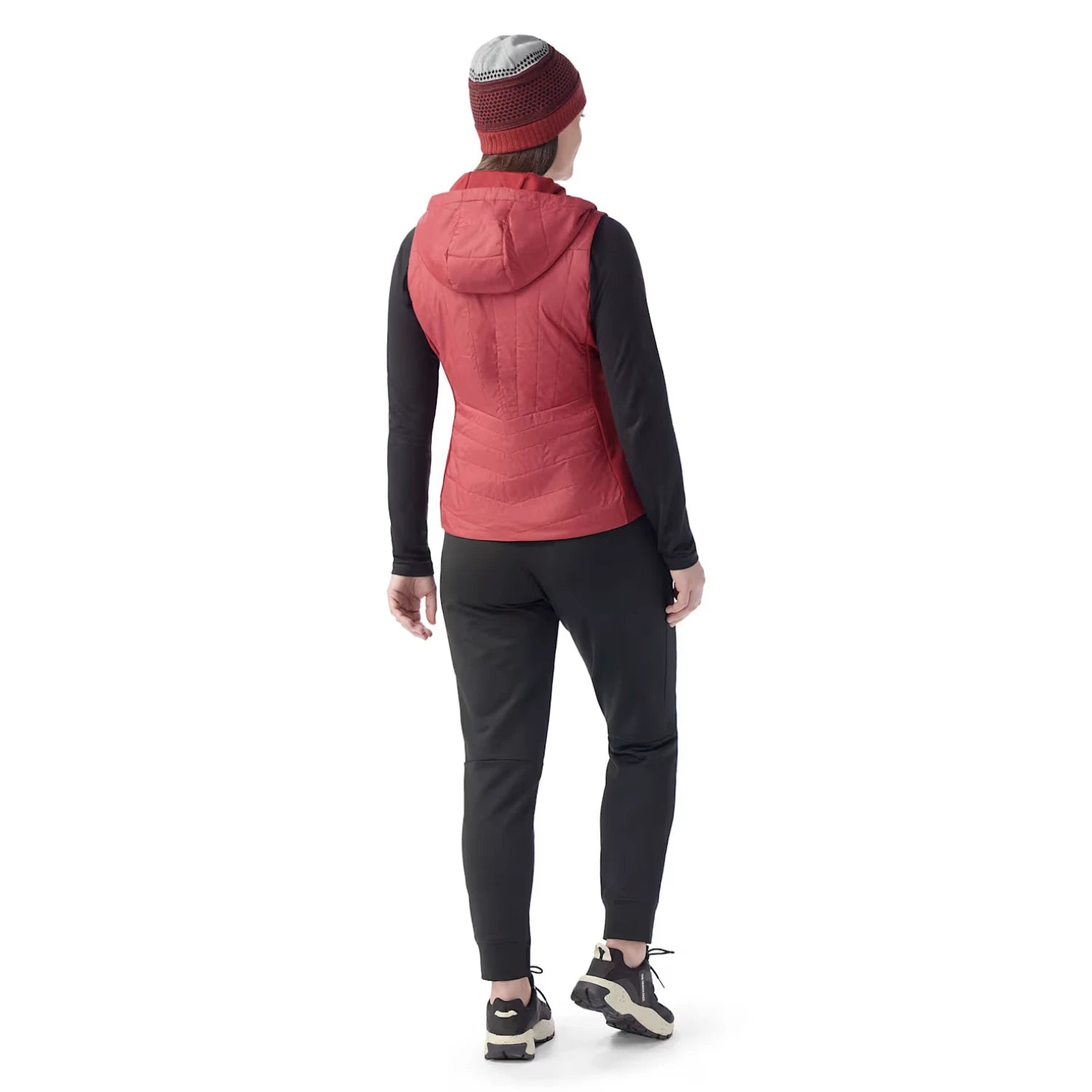 Smartwool Women's Smartloft Vest in currant, on model back