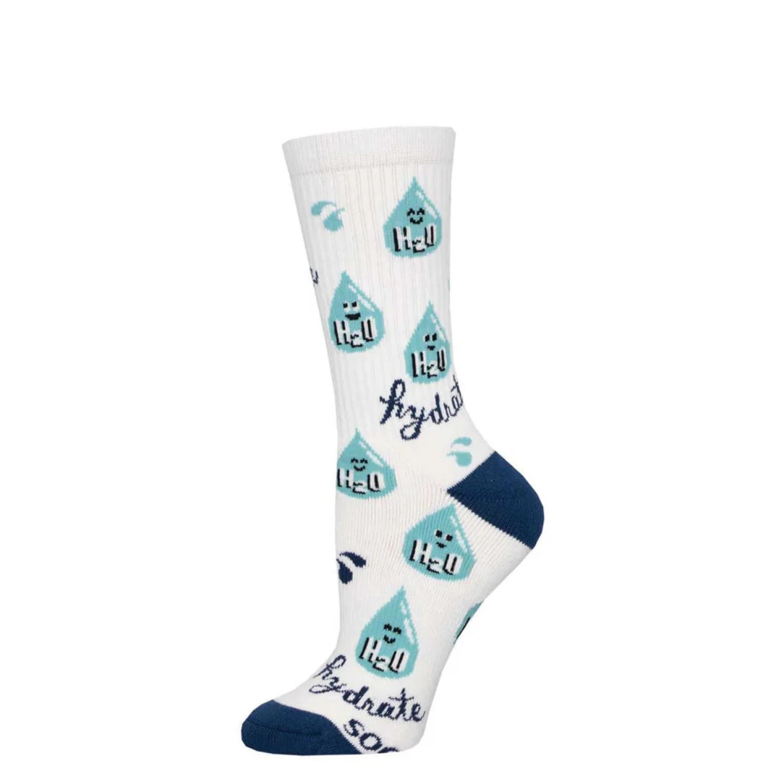 Socksmith Active Crew Sock, in white & stay hydrated