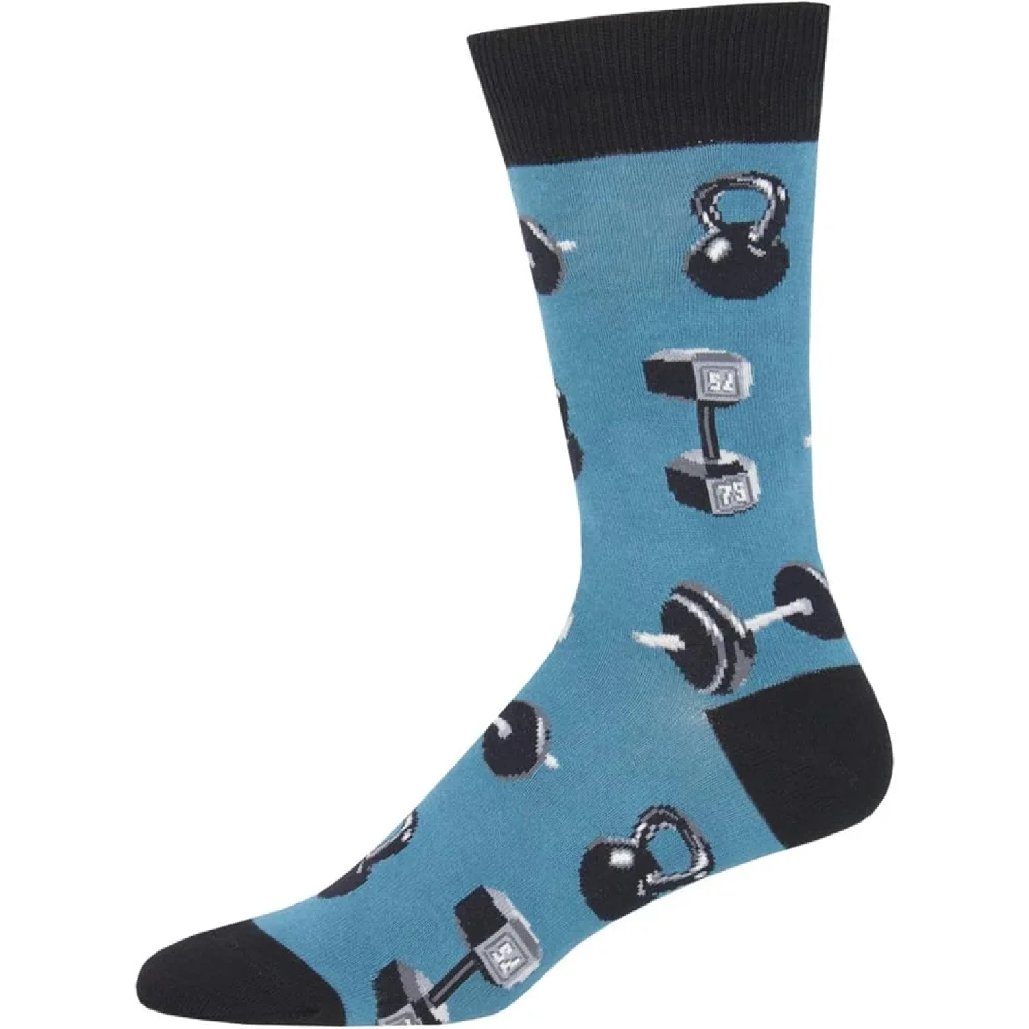 Socksmith Cotton Crew Socks in blue/do you even lift bro?
