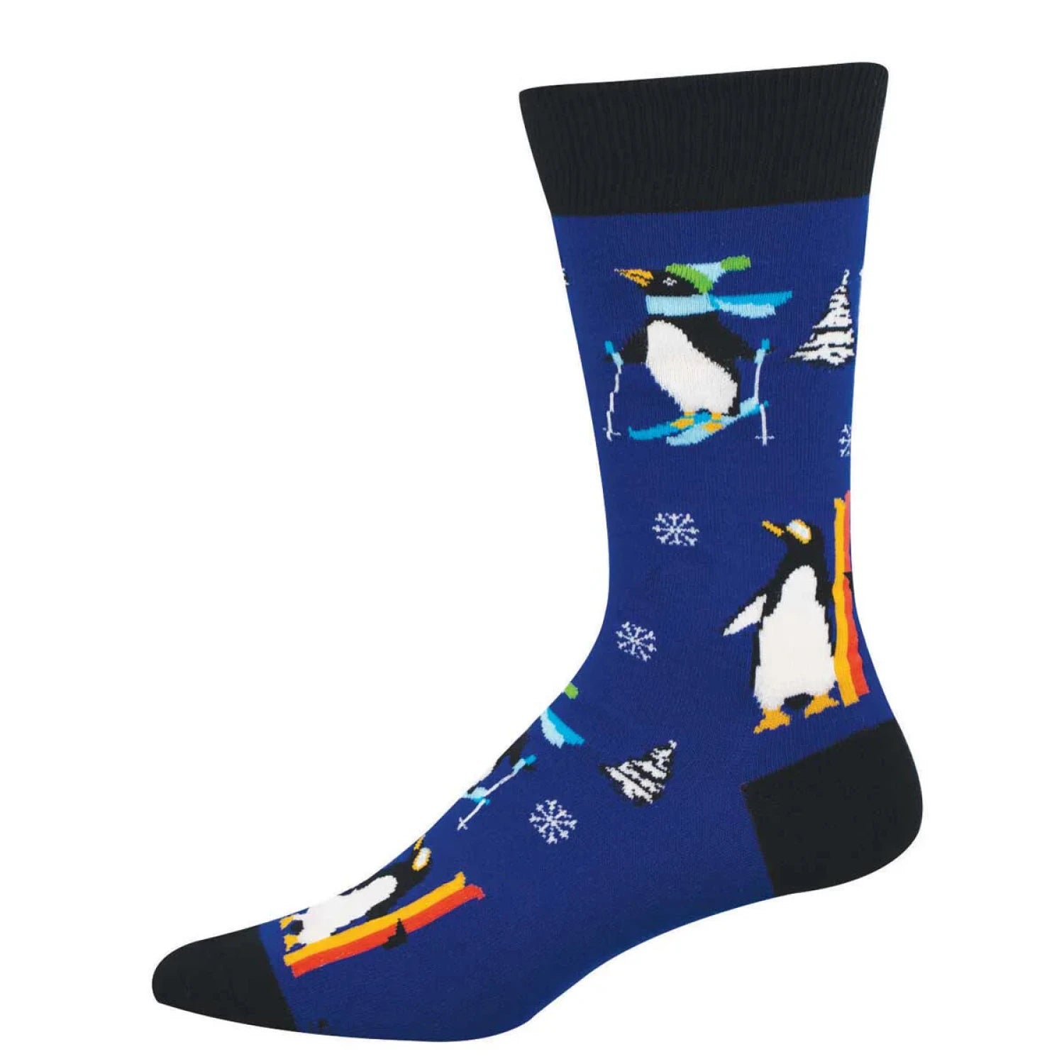 Socksmith Cotton Crew Socks in blue/downhill penguins