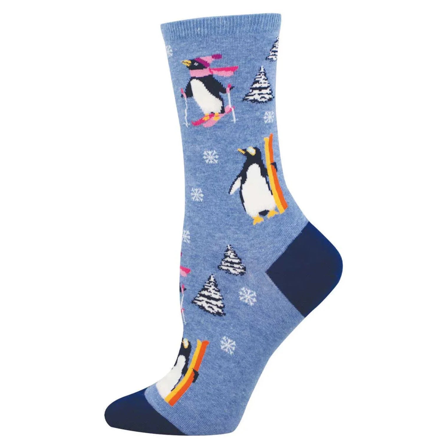 Socksmith Cotton Crew Socks in blue/downhill penguins