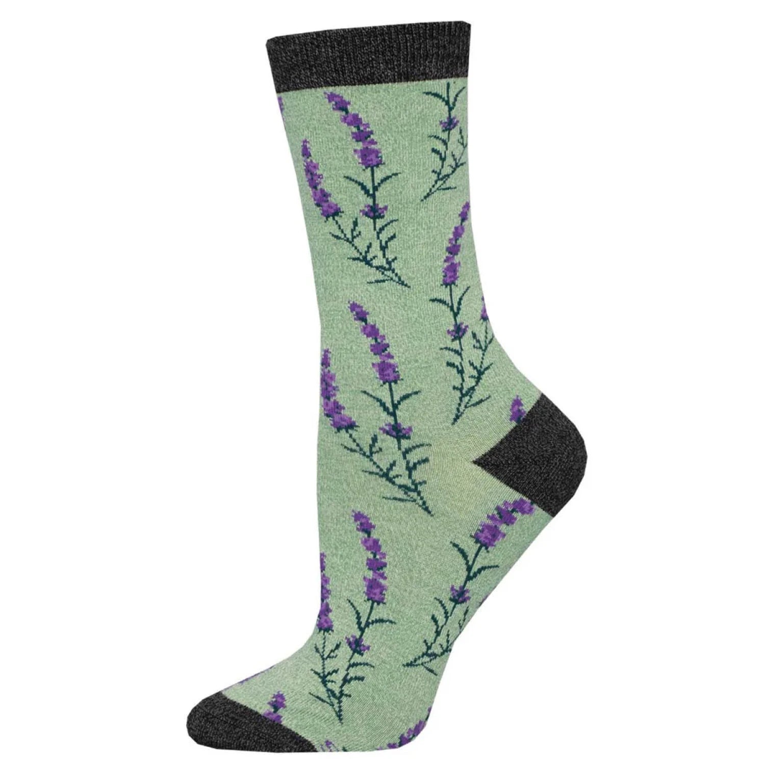 Socksmith Cotton Crew Socks in green heather/lovely lavender