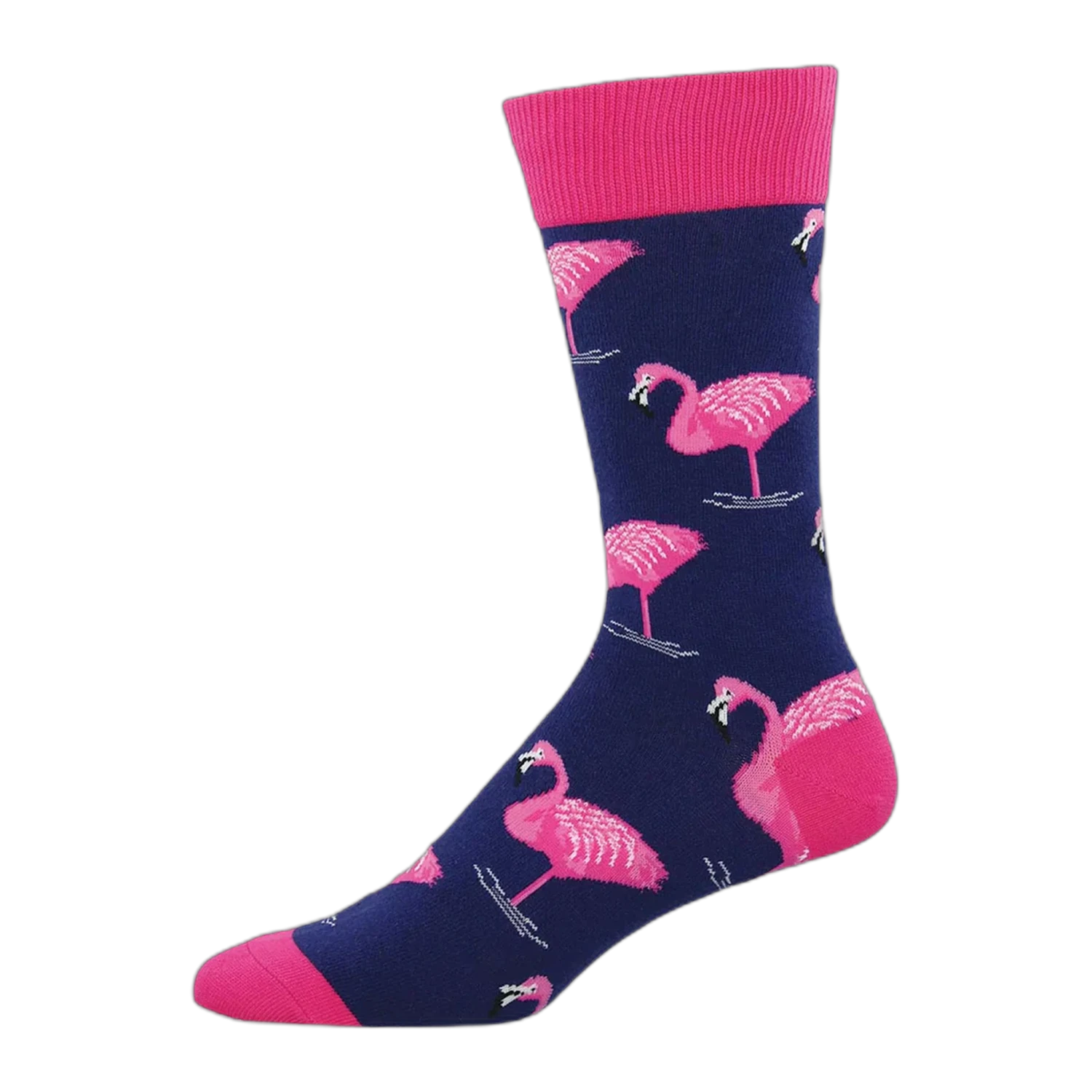 Socksmith Cotton Crew Socks in navy/flamingo