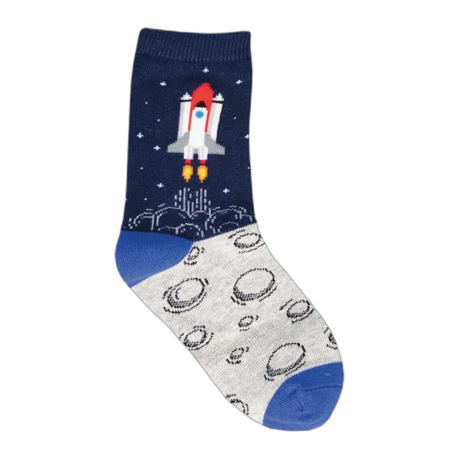 Socksmith Kid's Cotton Crew Sock in navy to the moon