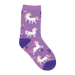 Socksmith Kid's Cotton Crew Sock in purple unicorn flowers
