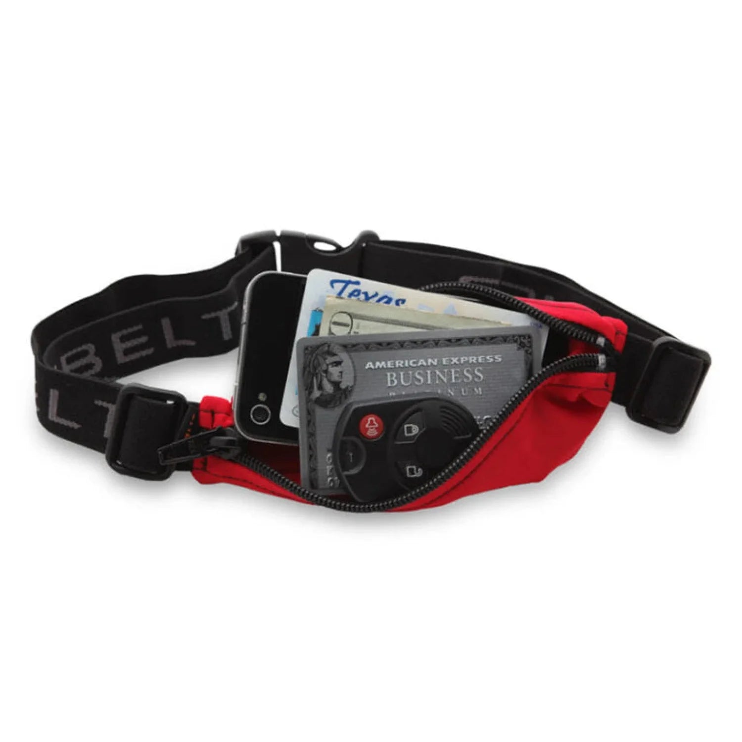 SPIbelt  - The Original Running Belt in red & Black, phone in pocket