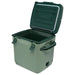 Stanley Adventure Cold For Days Outdoor Cooler - 30QT, Stanley Green, front view open 