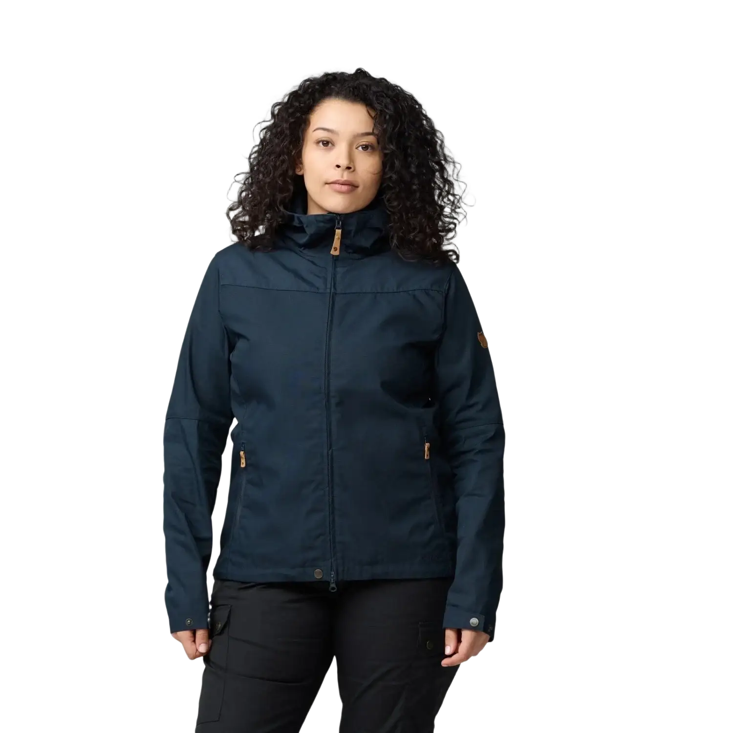 Fjall Raven Women's Stina Jacket in navy, on model front view