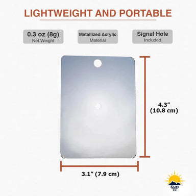 Sun Company Featherweight Signal Mirror dimensions.