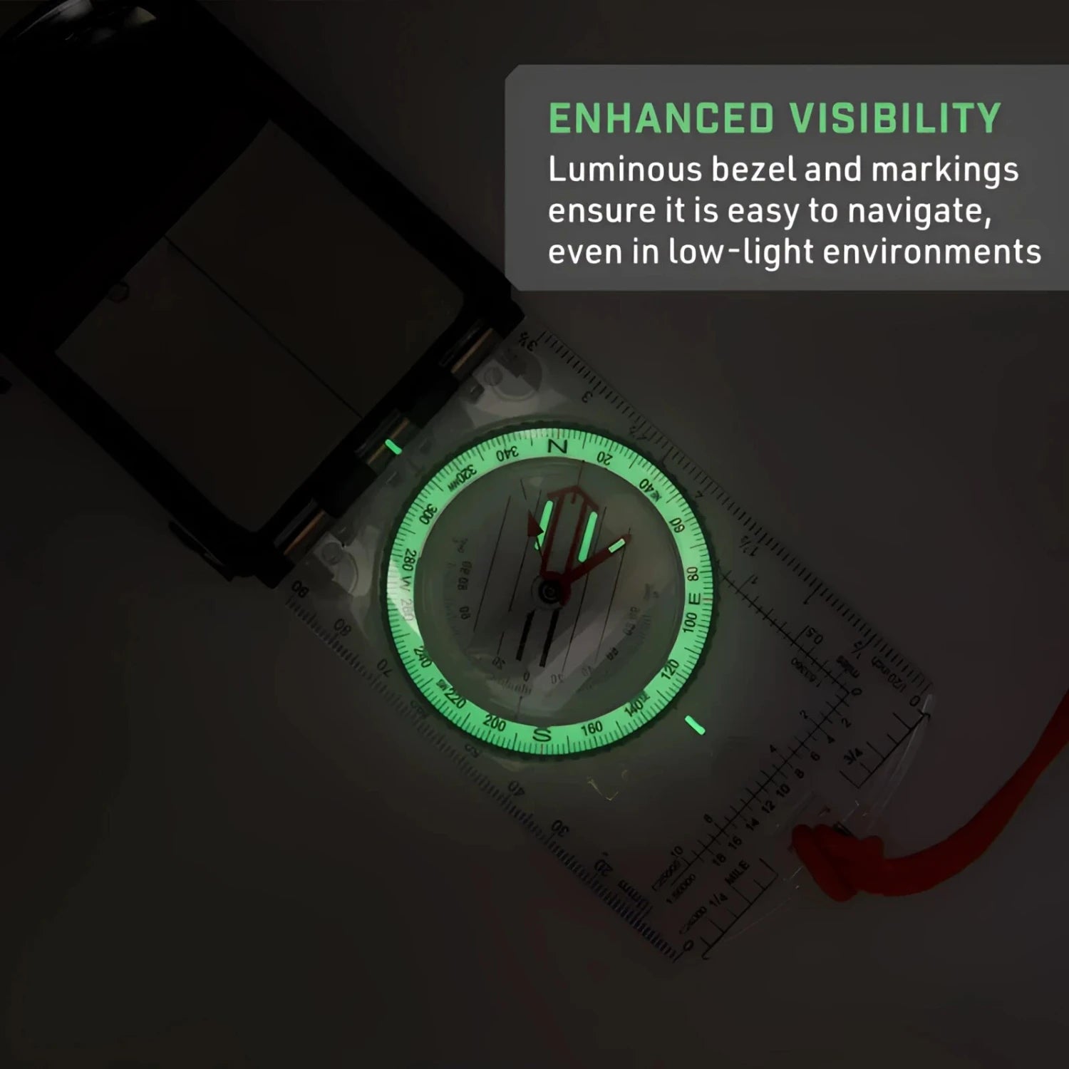 Sun Company ProSight Map Compass, glow in the dark luminous  detail