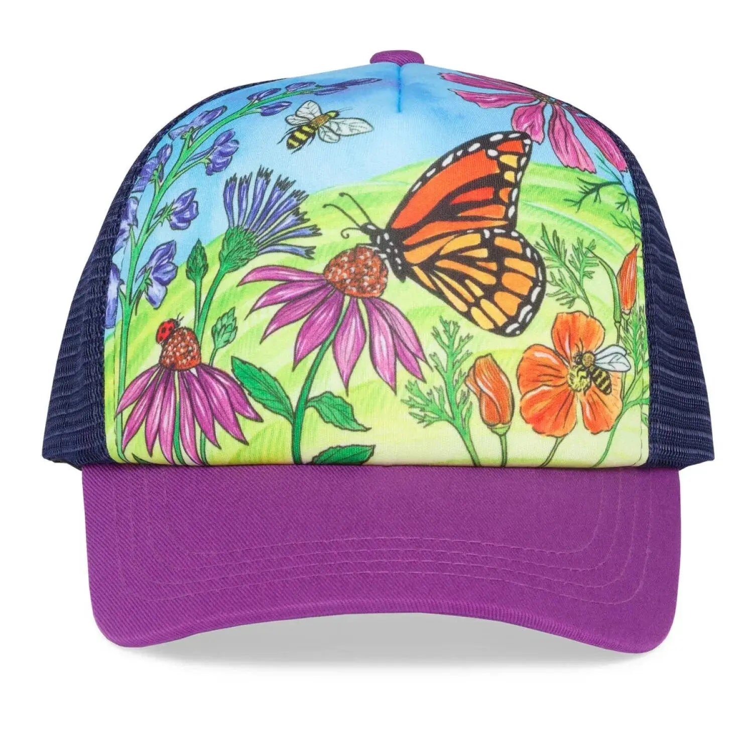 Sunday Afternoon Kid's Artist Series Trucker in butterfly and bee front view