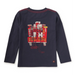 Tea Collection Boy's Fire Truck Graphic Tee in navy, flat back view