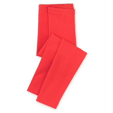 Tea Collection girls solid leggings in scarlet, flat side view