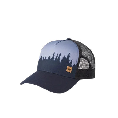 Tentree Juniper Altitude Hat shown in the Midnight Blue White color option. Front view.