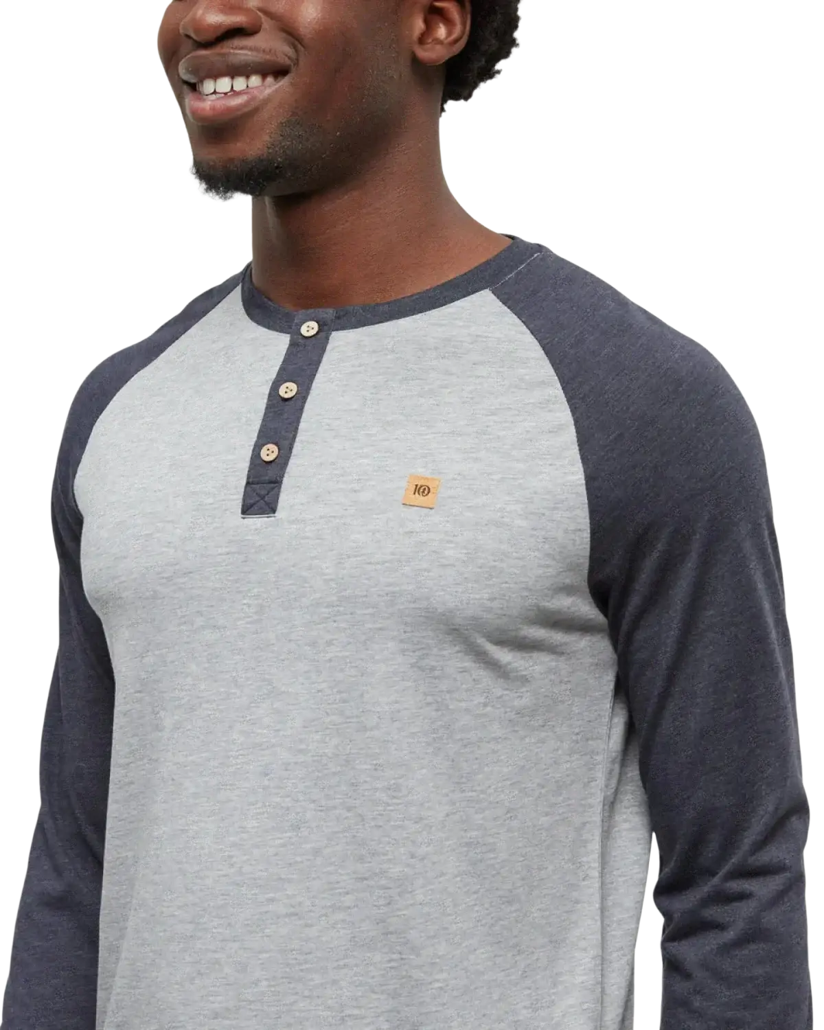 Tentree Men's Treeblend Baker Henley Longsleeve, close up view