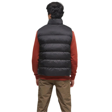 tentree mens cloud shell juniper puffer vest in meteorite black white back model view