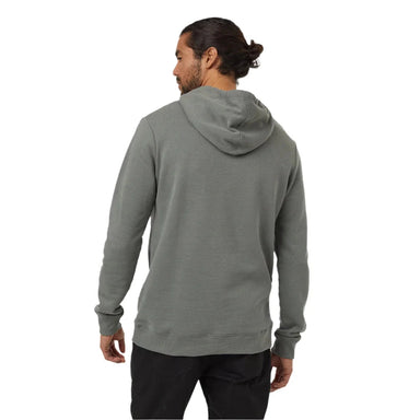 tentree mens photo forest ten hoodie in mineral forest green back model view