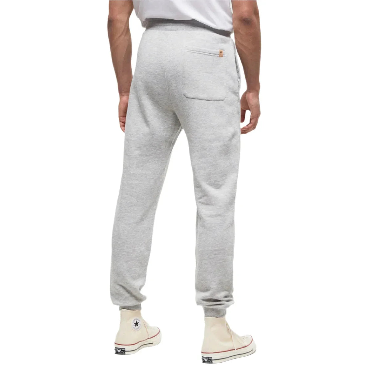 tentree mens treefleece atlas sweatpant in hi rise grey heather back model view