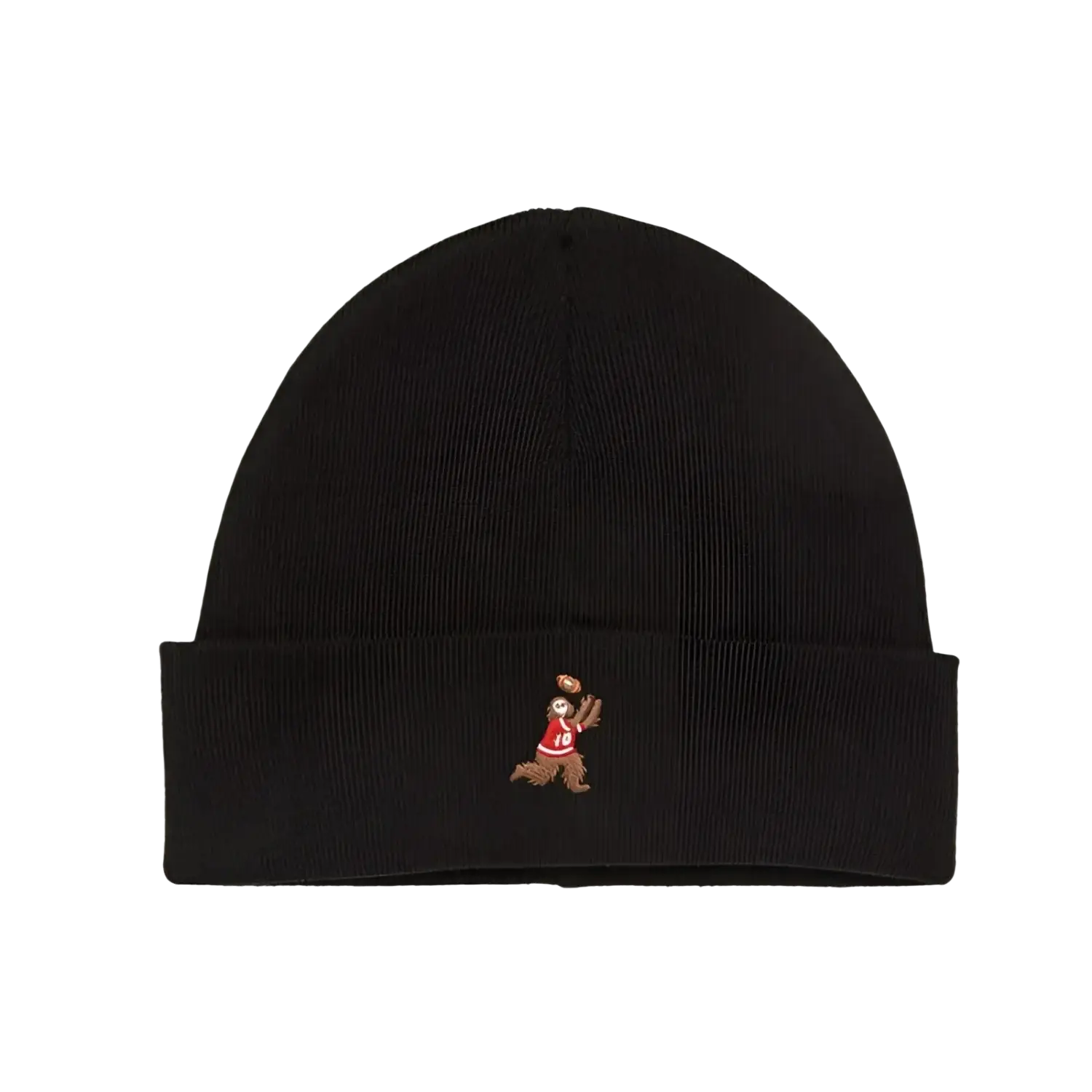 Tentree Kurt Sasquatch Beanie in meteorite black football, front view