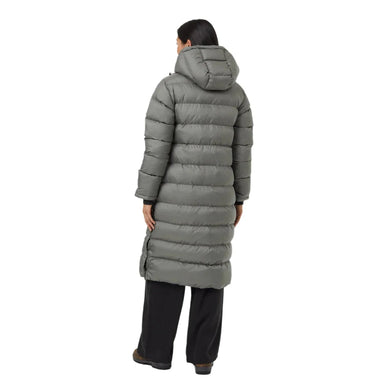 tentree women's cloud shell long puffer in mineral back model view