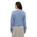 Tentree Women's Poplar Cardigan in lakeside blue, on model back view