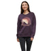 tentree women's twilight forest crew in midnight plum winter wheat front model view